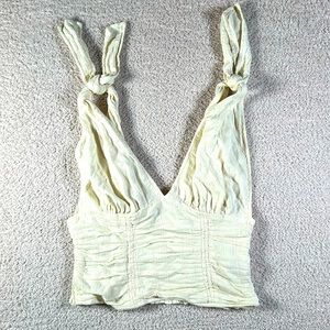 Free People Tie Strap Tank Top Shirt Blouse Size Small Cream Comfy Summer Party